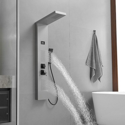Black Nickel 2-Jet Rainfall Shower Panel System with Handheld Wand