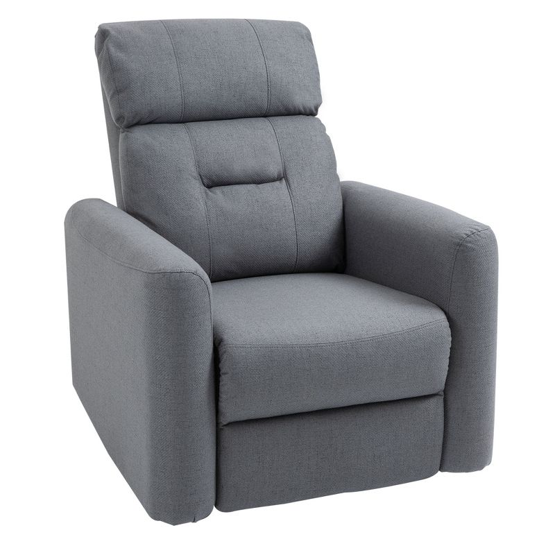HOMCOM Manual Recliner Swivel Rocker Chair Theater Chair Single Sofa with Linen Fabric for Living Room Bedroom, 1 of 9