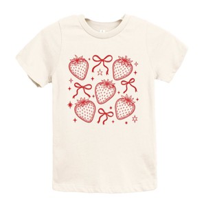 The Juniper Shop Coquette Strawberry Chart Youth Short Sleeve Tee - L - Cream - 1 of 4