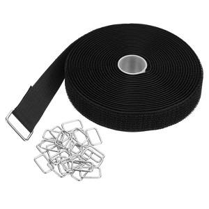 Unique Bargains Nylon Adjustable Durable Secure Cable Straps 1 in x 16 Ft Black with 25 Pcs Metal Buckles - 1 of 4