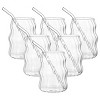 6 Pcs 19 Ounce Glass Straw Cup, Coffee Cup, Milk Cup, Juice Cup, Cold Drink Cup, Tea Cup, Water Cup, Office Cup, Striped Cloud Cup - 2 of 4