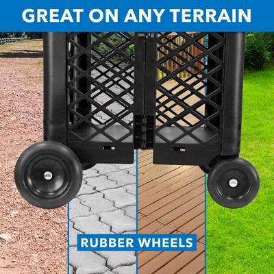 Black Foldable Mesh Utility Cart with Telescopic Handle