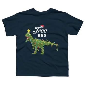 Boy's Design By Humans Dinosaur Christmas Tree Rex Christmas Gift By amitsurti T-Shirt