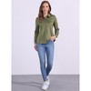 Allegra K Women's Faux Suede Stretch Casual Button Down Long Sleeve Shirt - 4 of 4