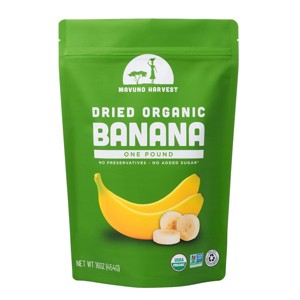 Mavuno Harvest Organic Dried Banana Fruit Snacks, a Vegan & Gluten Free Healthy Snack with No Preservatives or Added Sugars - 1 LB Bag - 1 of 4