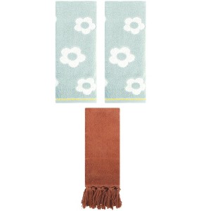 REGALWOVEN 3 Packs Solid and Floral Soft Absorbent Cotton Hand Towels Bathroom 14" x 30" - 1 of 4