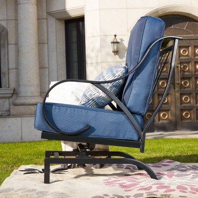 Blue Iron Outdoor Rocking Motion Chair with Cushions