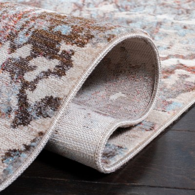 Vintage Persian Blue and Brown Synthetic Runner Rug