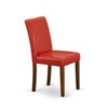 East West Furniture Abbott 35" Leather Dining Chairs in Mahogany/Red (Set of 2) - 3 of 4