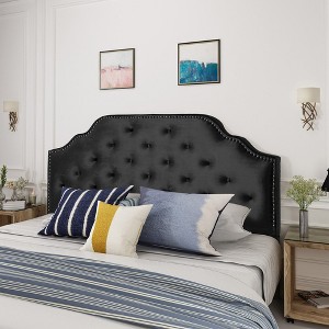 Modern Queen Size Headboard, Fashionable Velvet Upholstered Headboard,62.25'' x 2.75'' x 53.00''(5.19*0.23*4.42ft) - 1 of 4