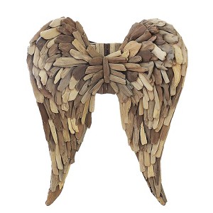 Driftwood Angel Wings - Storied Home: Unique Nautical Decor, Hardwood, Vertical Sculpture, 24" Height - 1 of 4