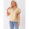 Allegra K Women's Ruffle Short Sleeve V Neck Casual Blouse - 4 of 4