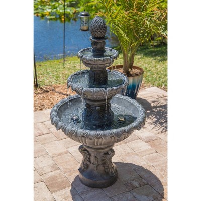 Ibiza 46" High 3-Tiered Gray Resin Outdoor Fountain