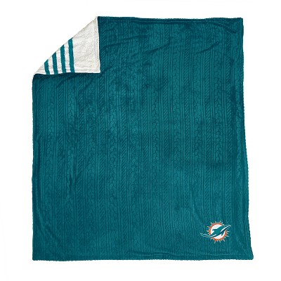 NFL Miami Dolphins Embossed Logo Sherpa Stripe Blanket