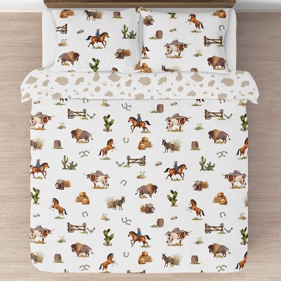 Western Cowboy White Microfiber Full Bedding Set