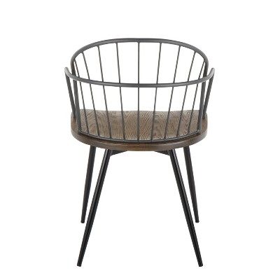 Riley Dark Brown Metal Spindle-Back Arm Chair Set