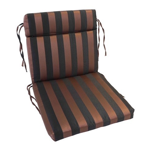 Blazing Needles Outdoor Dining Chair Cushions Chocolate Stripe