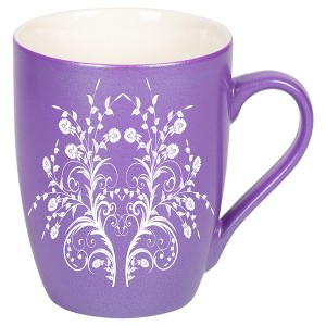 Elanze Designs Damask Floral Mirror Passion Purple 10 ounce New Bone China Coffee Cup Mug - 1 of 1