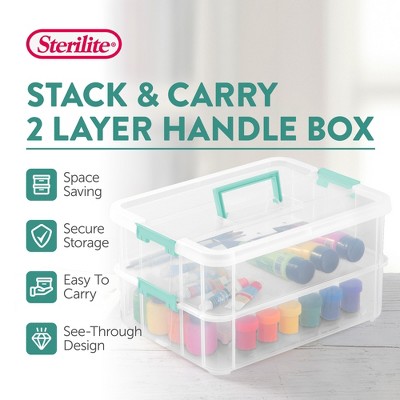 Clear Stackable Plastic 2-Tier Lidded Storage Box