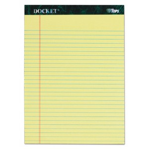 TOPS Docket Ruled Perforated Pads 8 1/2 x 11 3/4 Canary 50 Sheets 6/Pack 63406 - 1 of 4