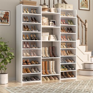 Besiost 10-Tier Shoes Rack with 23 Adjustable Shelves, Shoes Storage Cabinet, White - 1 of 4