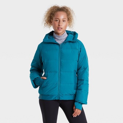 turquoise puffer jacket women's