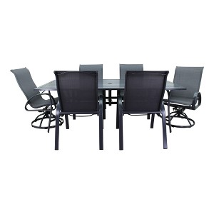 Courtyard Casual Santa Fe 7 pc Mixed 84" Rectangle Dining Set Sling  Includes one Rectangle Table and two Swivel Rockers and four Sling Chairs - 1 of 4