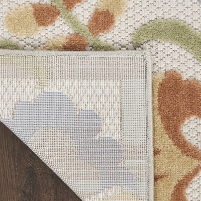 Ivory Blue Floral Flatwoven Synthetic Rug, 2'8" x 4'