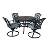 Nertpow 5-Piece Aluminum Outdoor Dining Set with Round Table and 4 Swivel Rocker Chairs ¨C Light Blue Cushions - 2 of 4