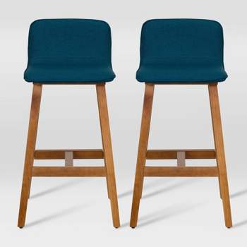 Set of 2 Bennet Counter Height Barstools with Wooden Legs - CorLiving 