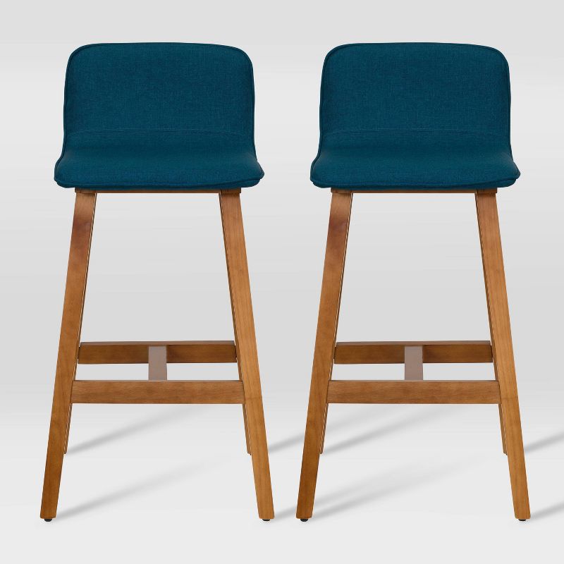 Set of 2 Bennet Counter Height Barstools with Wooden Legs - CorLiving , 1 of 11