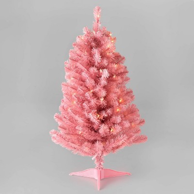 3ft Pre-Lit Pink Alberta Spruce Artificial Christmas Tree Clear Lights - Wondershop™