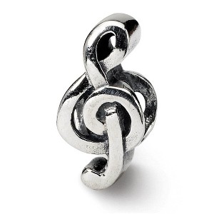 Black Bow Jewelry Sterling Silver Treble Clef Bead Charm - 1 of 3