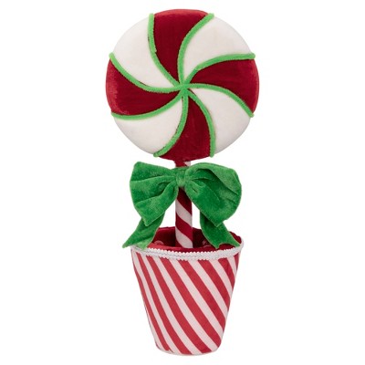 Northlight Plush Potted Peppermint Twist Lollipop Christmas Decoration - 16.5"