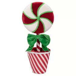 Northlight 16.5" Plush Potted Peppermint Twist Lollipop Christmas Decoration