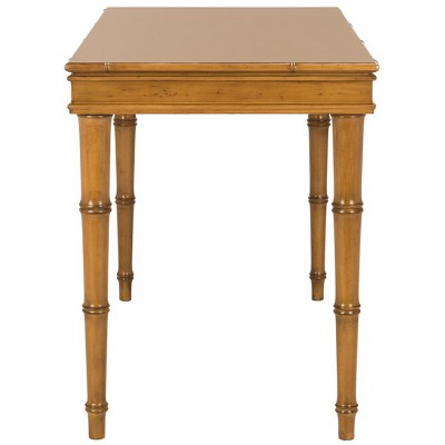Transitional Bamboo-Inspired Single Drawer Writing Desk - Brown
