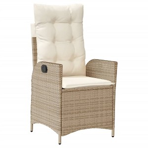 vidaXL Reclining Patio Chair with Cushions Beige Poly Rattan - 1 of 1