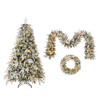 TIRAMISUBEST Pre Lit Xmas Tree 3 Piece/4 Piece Set Garland Wreath Entrance Trees LED Lights PVC Hinged Fire Resistant Holiday Decor - 4 of 4
