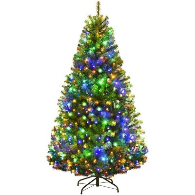 Tangkula 5'Artificial Christmas Tree PVC Material Metal Stand Holidy Decoration w/ 150 LED Lights