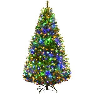 Tangkula 5'Artificial Christmas Tree PVC Material Metal Stand Holidy Decoration w/ 150 LED Lights - 1 of 4