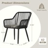 EROMMY Outdoor Patio Dining Chairs Set Of 2, Willow Wicker Rattan Balcony Chairs With Removable Cushions, Ergonomic Armrests & Backrest - 3 of 3