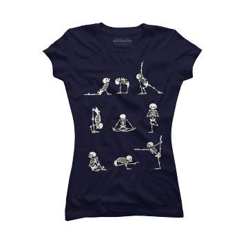 Junior's Design By Humans Skeleton Yoga By huebucket T-Shirt