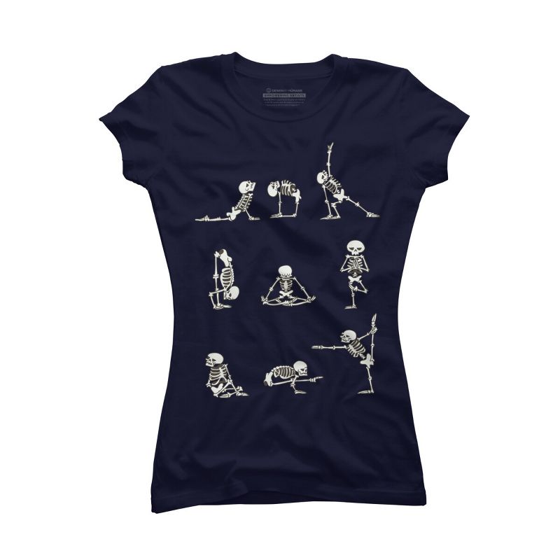 Junior's Design By Humans Skeleton Yoga By huebucket T-Shirt, 1 of 4