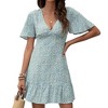 Anna-Kaci Women's Short Sleeve V-Neck Mini Dress with Ruffle Hem and Abstract Print - 2 of 4