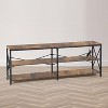 FurnitureR 63 Inch TV Stand with LED Lights and Power Station, Entertainment Center with Storage Shelves, USB Ports & Outlets, 70 Inch, Brown - 3 of 4
