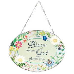 Dicksons Bloom Where God Plans You Floral 9 inch Glass Sun Catcher with Suction Cup - 1 of 2