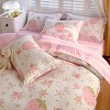 Angel Sar 3-Piece Strawberry Print Duvet Cover Set, Twin Size Microfiber Bedding Set with 2 Pillow Shams, Cute Fruit Themed Quilt Cover - 2 of 4