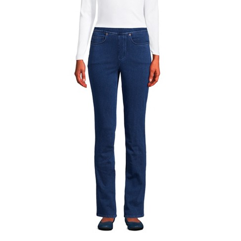 Lands' End Women's Starfish Mid Rise Pull On Knit Denim Straight Jeans ...