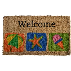 HomeRoots 18" X 30" Brown Coir Star Welcome Outdoor Summer Door Mat - 1 of 4