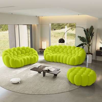 WJSHome Bubble Sofa Curved Couch Set, Breathable Mesh Fabric Modular Sectional Sofa (2 Seater, 3 Seater, Ottoman)